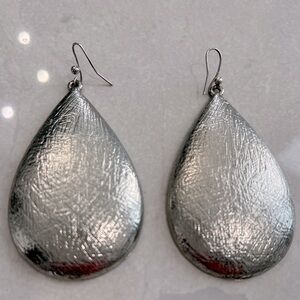 Large, silver, tear drop earrings